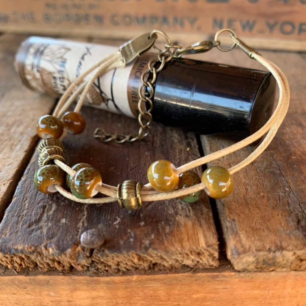 Vintage Ceramic Bead Boho String Bracelet 12$